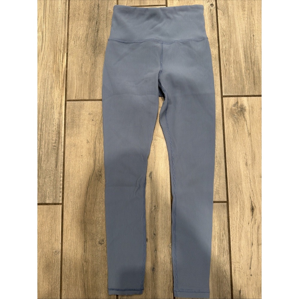 Athleta Ribbed Seamless Leggings Capri Women's XS Blue High Rise Stretch
